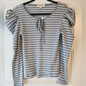 New Anthropologie Porridge Puff Sleeve Tie Front Long Sleeve Top sz medium